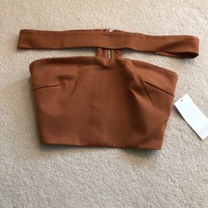 Cropped off the shoulder illusion top